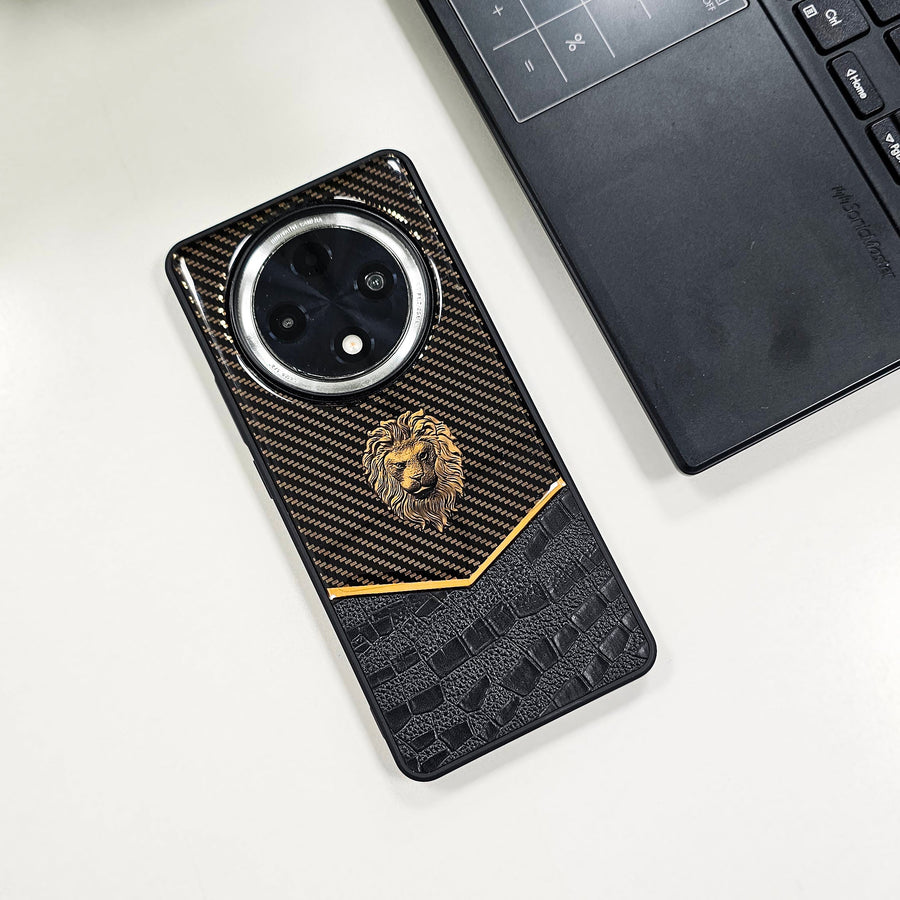 Oppo F27 Pro 5G Luxury Lion Pattern Leather And Liquid Silicone Case