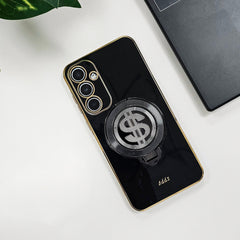 Samsung Galaxy A35 5G Luxury Silicone Money Magnet Rotating Dollar Case black