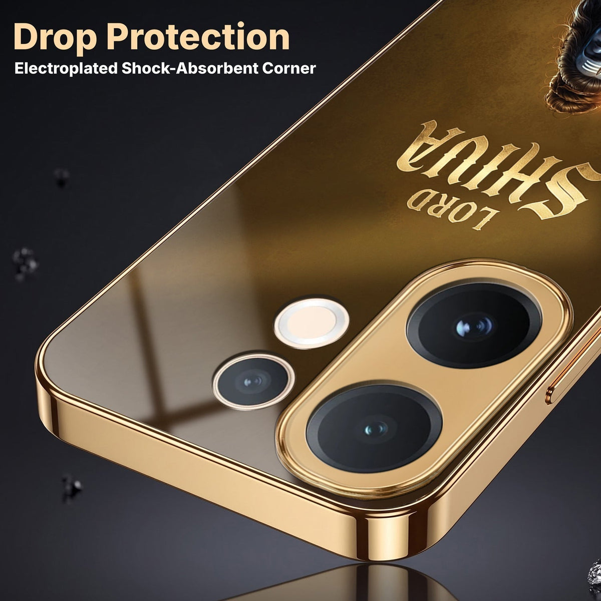 Vivo V60e 5G Lord Shiva Gold Electroplated Glass Phone Back Case