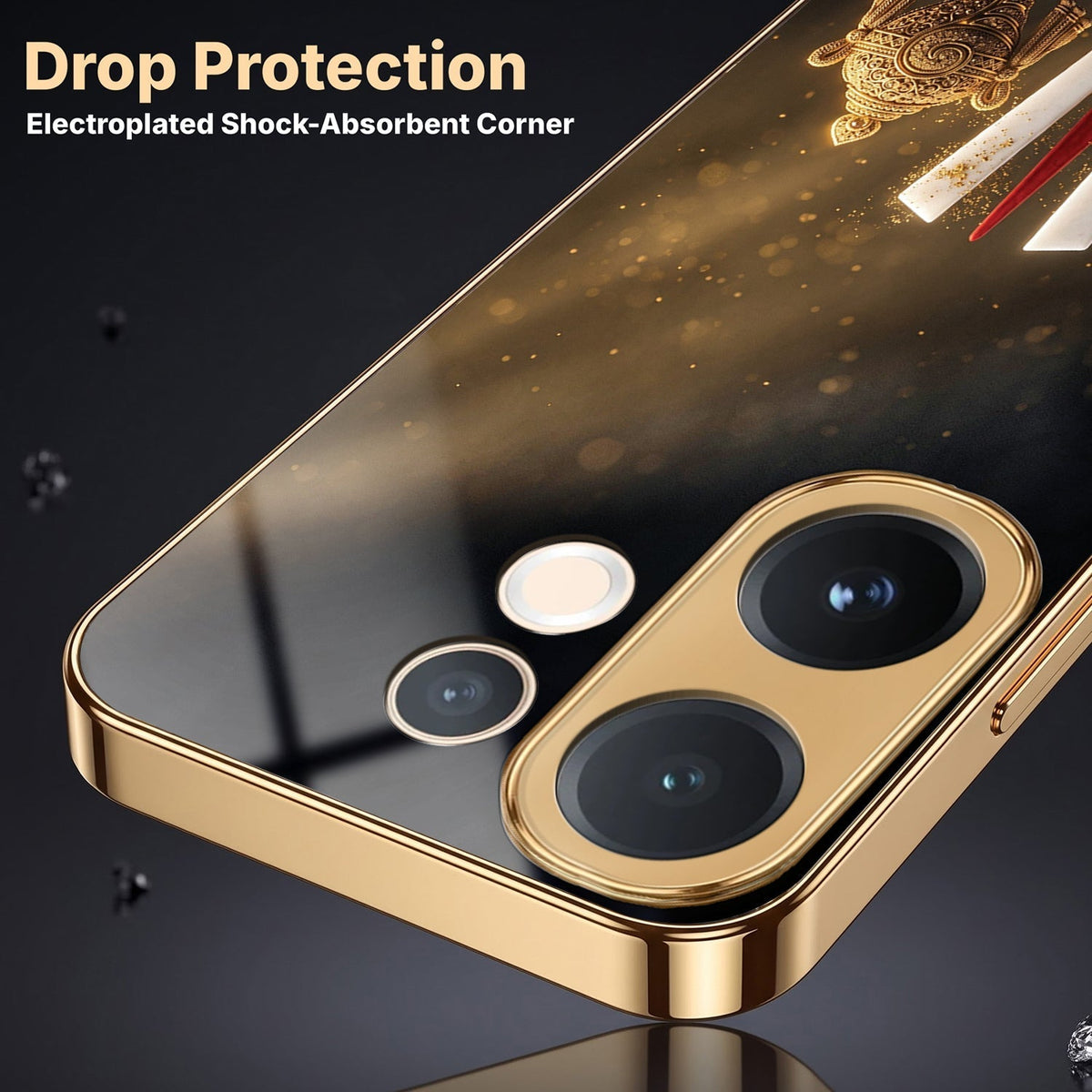 Vivo V60e 5G Royal Heritage Edition Gold Electroplated Glass Phone Back Case