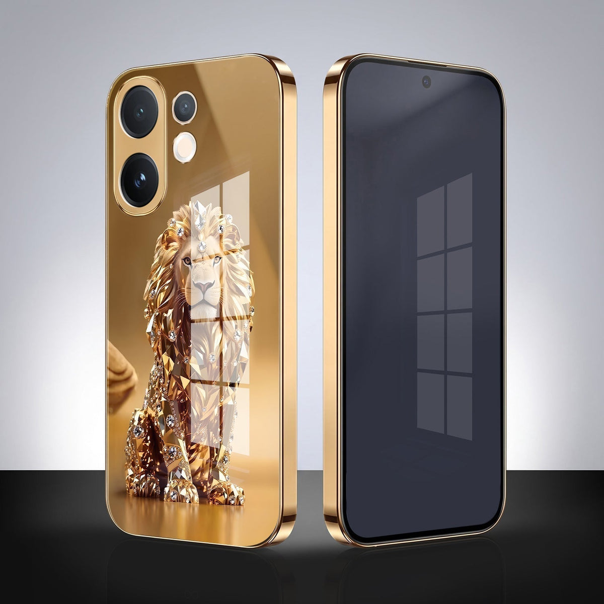 Vivo T4 Pro 5G Luxury Lion Gold Electroplated Glass Phone Back Case