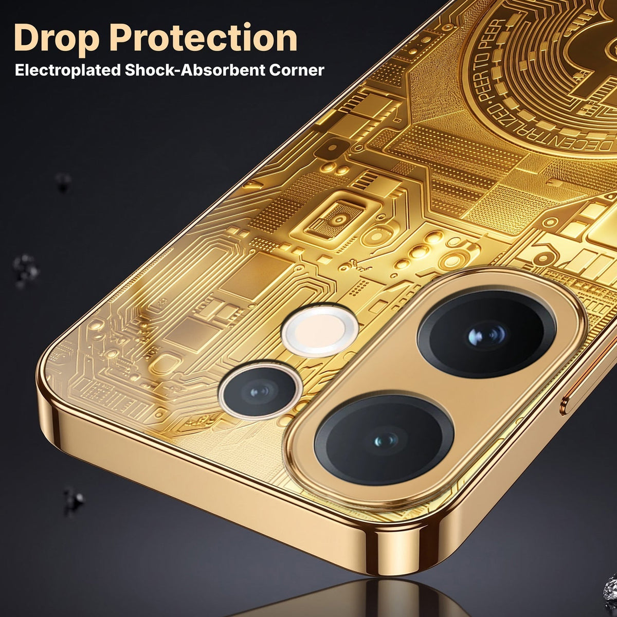 Vivo V60 5G Bitcoin Gold Electroplated Glass Phone Back Case