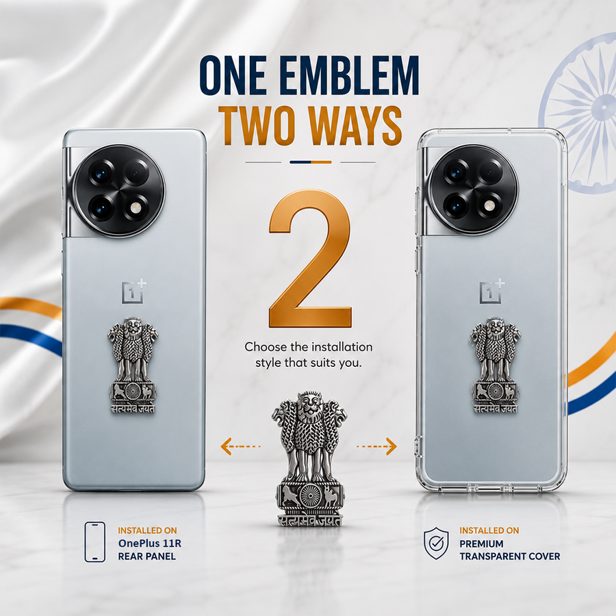 OnePlus 11R 5G Compatible Satyamev Jayate 3D Metal Emblem Sticker