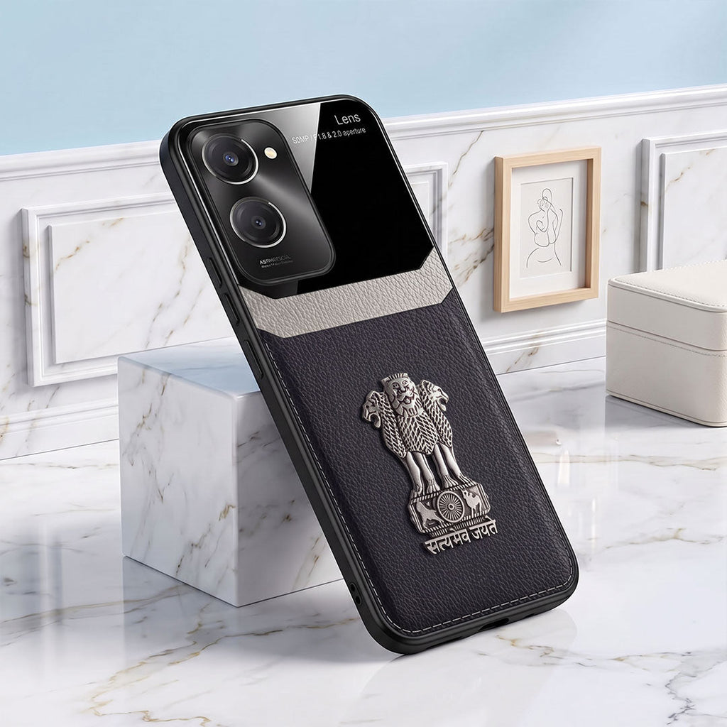 Vivo Y28s 5G Satyamev Jayate 3D Metal Leather Back Case
