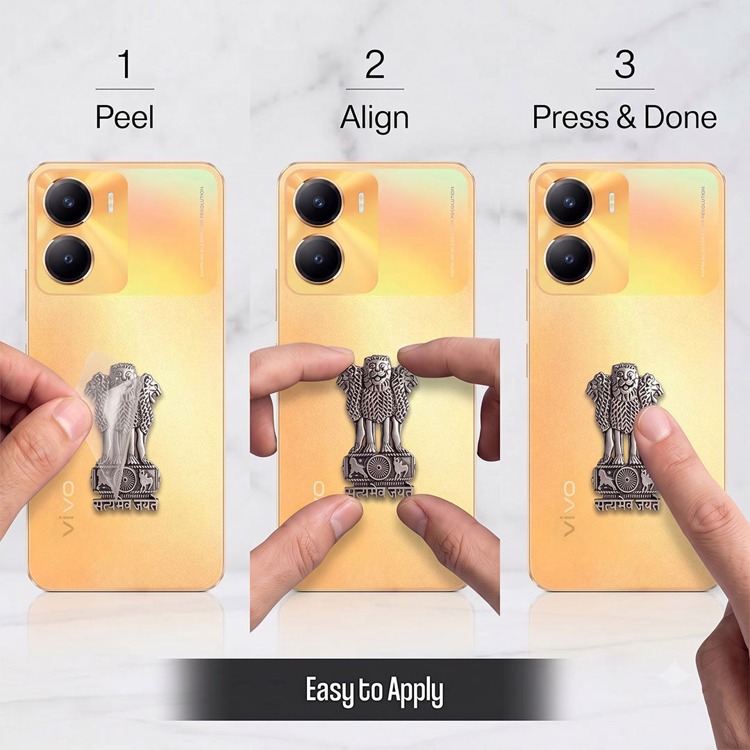 Vivo t2x 5G Compatible Satyamev Jayate 3D Metal Emblem Sticker