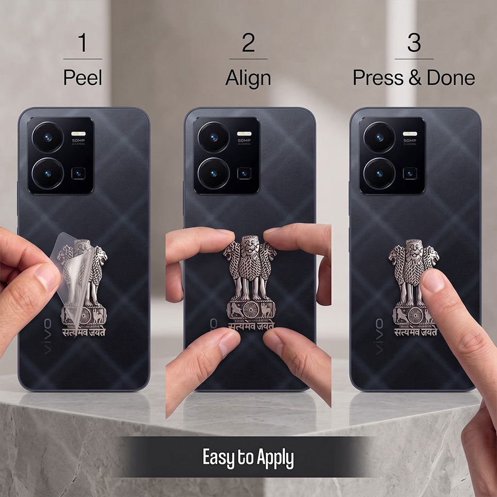 Vivo Y35 5G Compatible Satyamev Jayate 3D Metal Emblem Sticker
