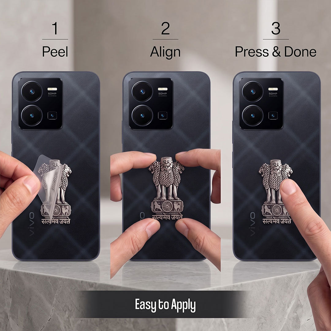 Vivo Y35 5G Compatible Satyamev Jayate 3D Metal Emblem Sticker