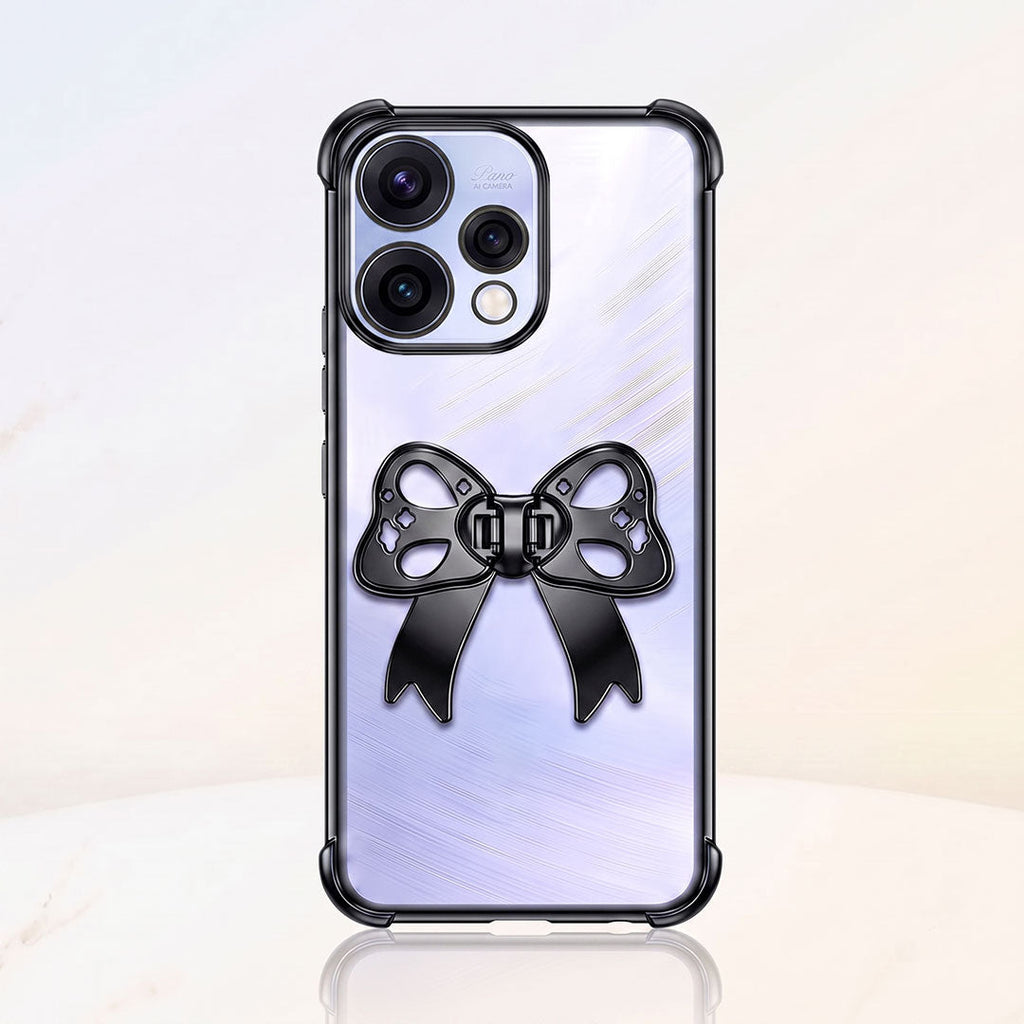 Oppo Reno 15 5G Stylish Bow Knot Stand Transparent Shockproof Airbag Phone Case