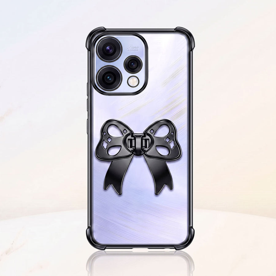 Oppo Reno 15 5G Stylish Bow Knot Stand Transparent Shockproof Airbag Phone Case