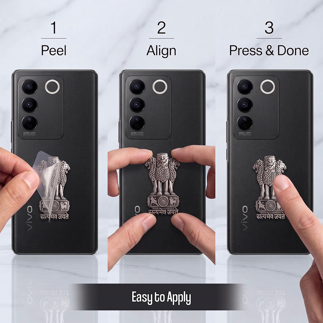Vivo V27 5G Compatible Satyamev Jayate 3D Metal Emblem Sticker