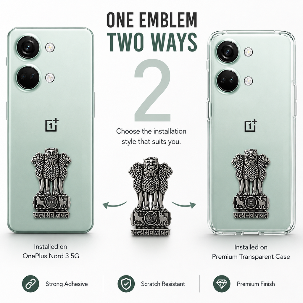 OnePlus Nord 3 5G Compatible Satyamev Jayate 3D Metal Emblem Sticker