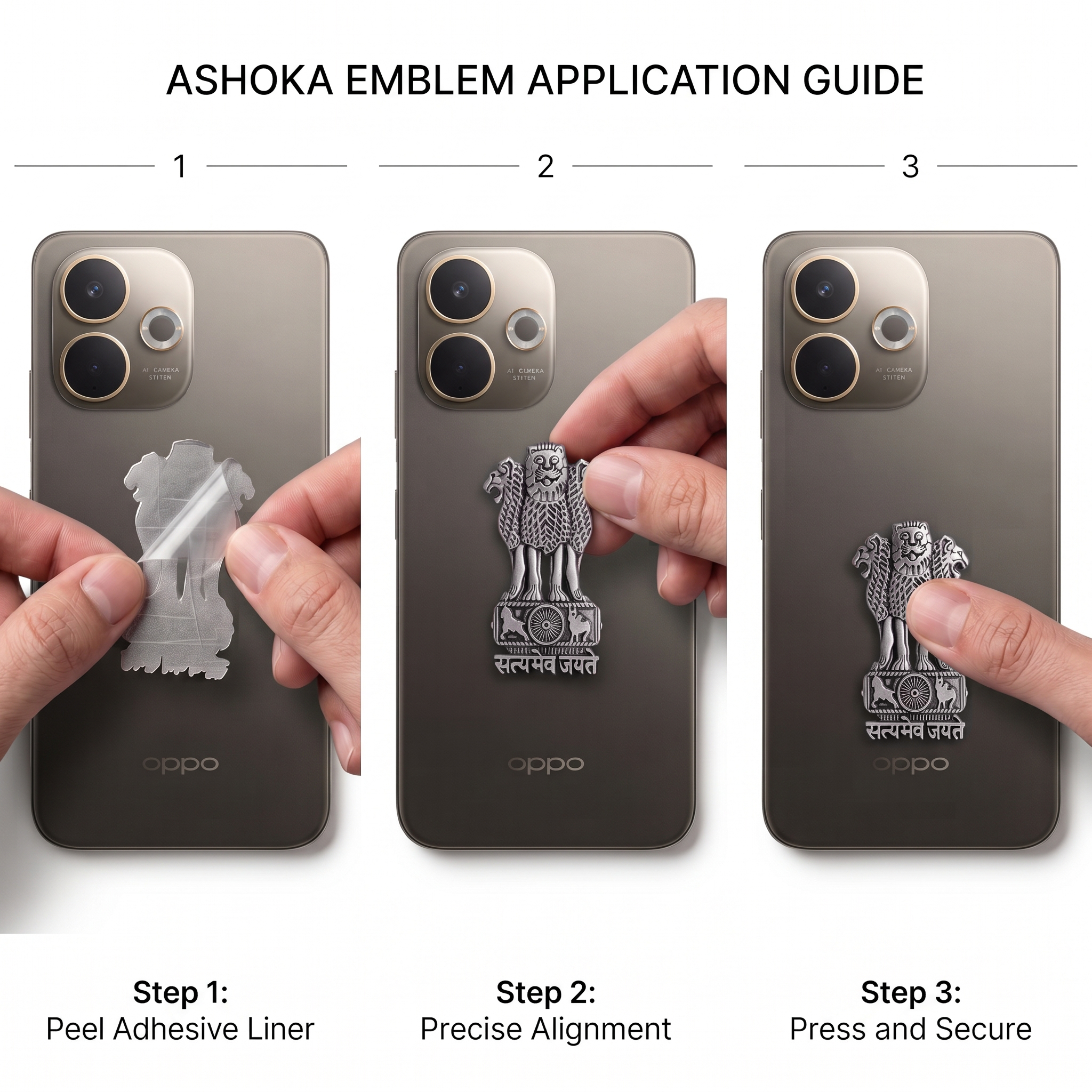 OPPO A5 Pro 5G Compatible Satyamev Jayate 3D Metal Emblem Sticker