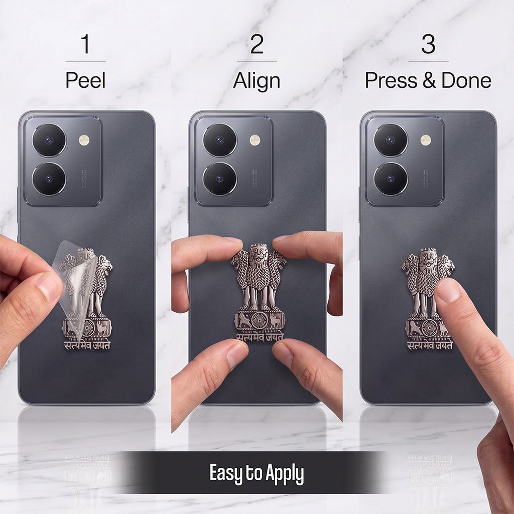 Vivo Y36 5G Compatible Satyamev Jayate 3D Metal Emblem Sticker