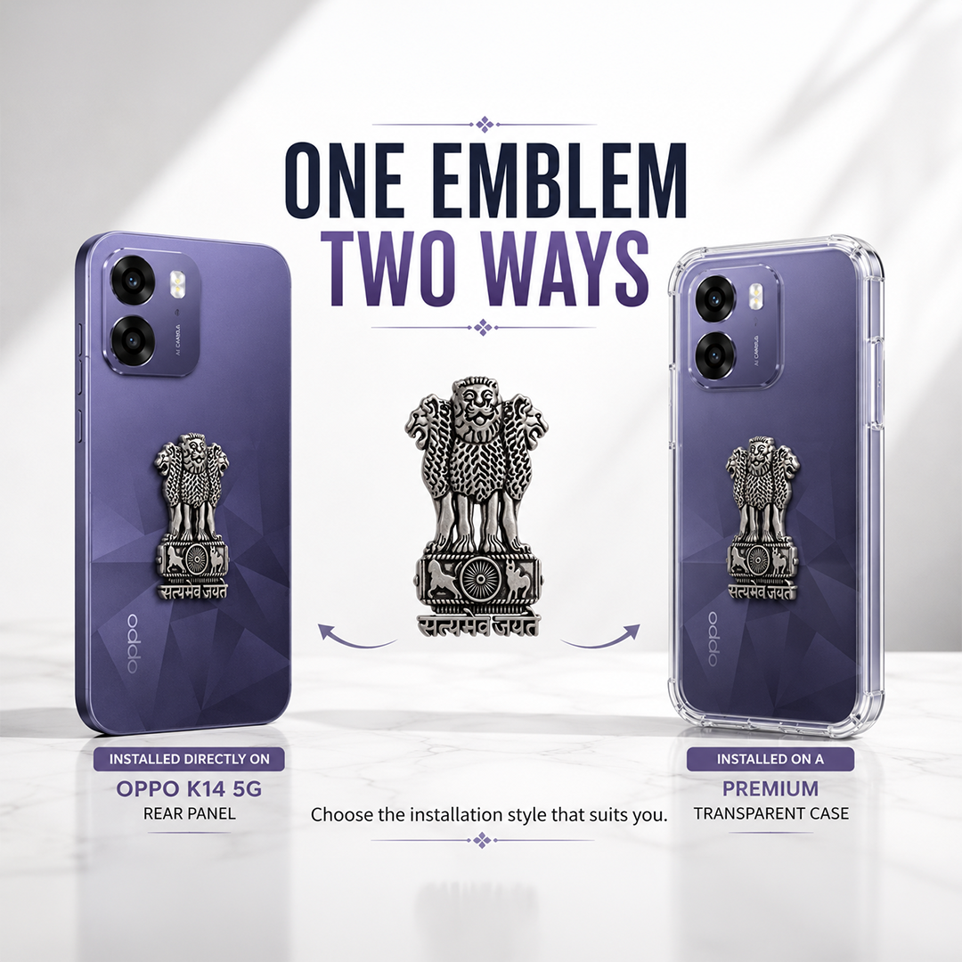 Oppo K14 5G Compatible Satyamev Jayate 3D Metal Emblem Sticker