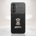 Samsung Galaxy A27 5G Satyamev Jayate 2-in-1 Emblem Carbon Fiber Leather Phone Case