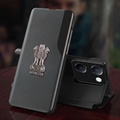 Vivo Y200 Pro 5G Metal Emblem Satyamev Jayate Half Window Leather Flip Case