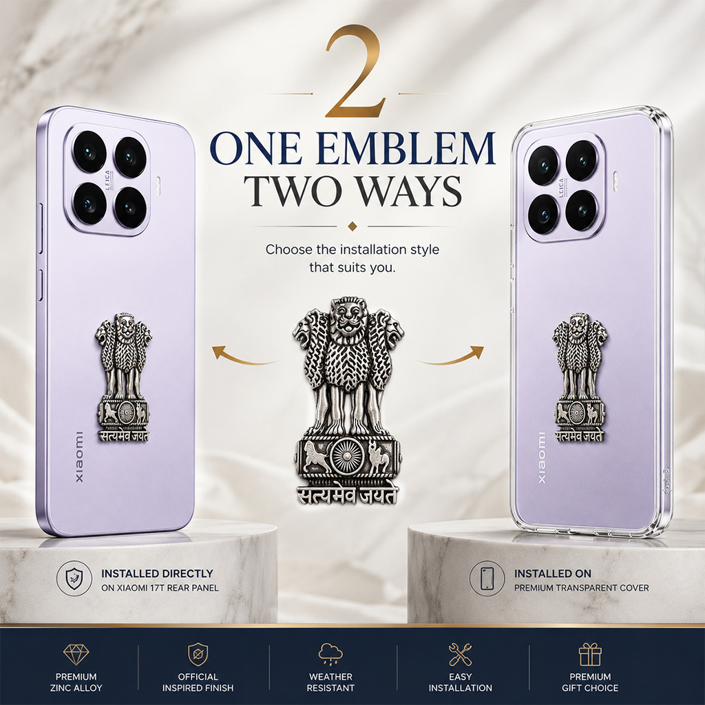 Xiaomi 17T 5G Compatible Satyamev Jayate 3D Metal Emblem Sticker