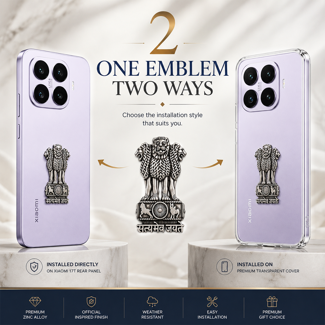 Xiaomi 17T 5G Compatible Satyamev Jayate 3D Metal Emblem Sticker