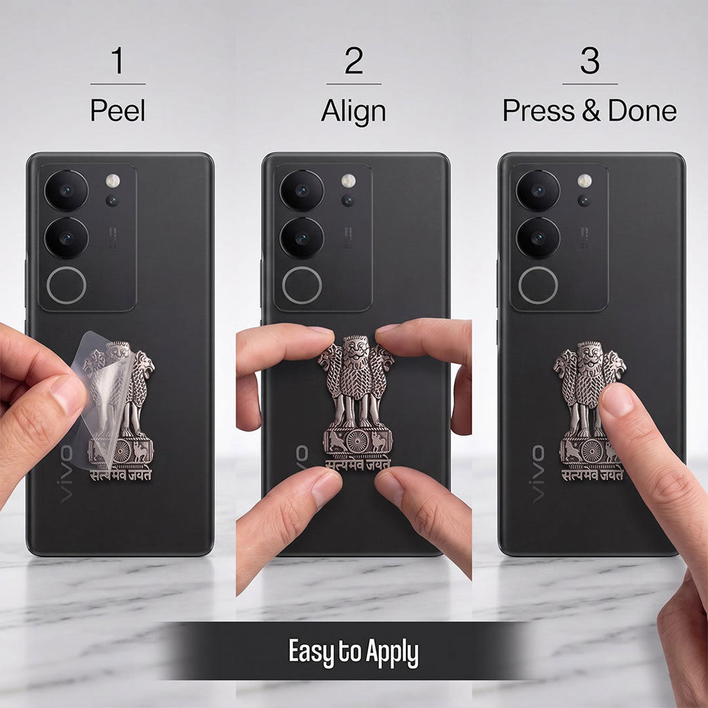 Vivo V29 Pro 5G Compatible Satyamev Jayate 3D Metal Emblem Sticker