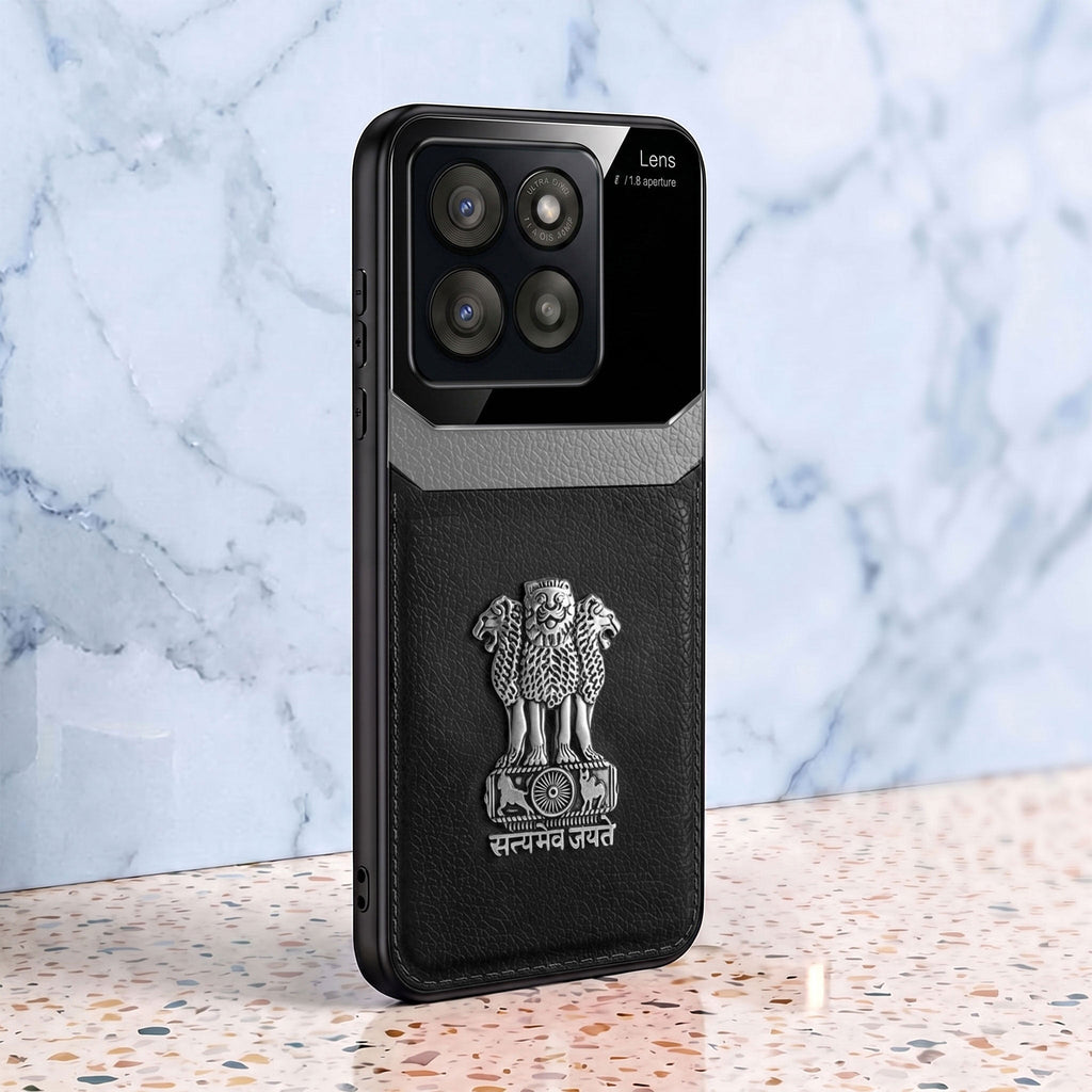 Motorola Edge 60 Fusion 5G Satyamev Jayate 3D Metal Leather Back Case
