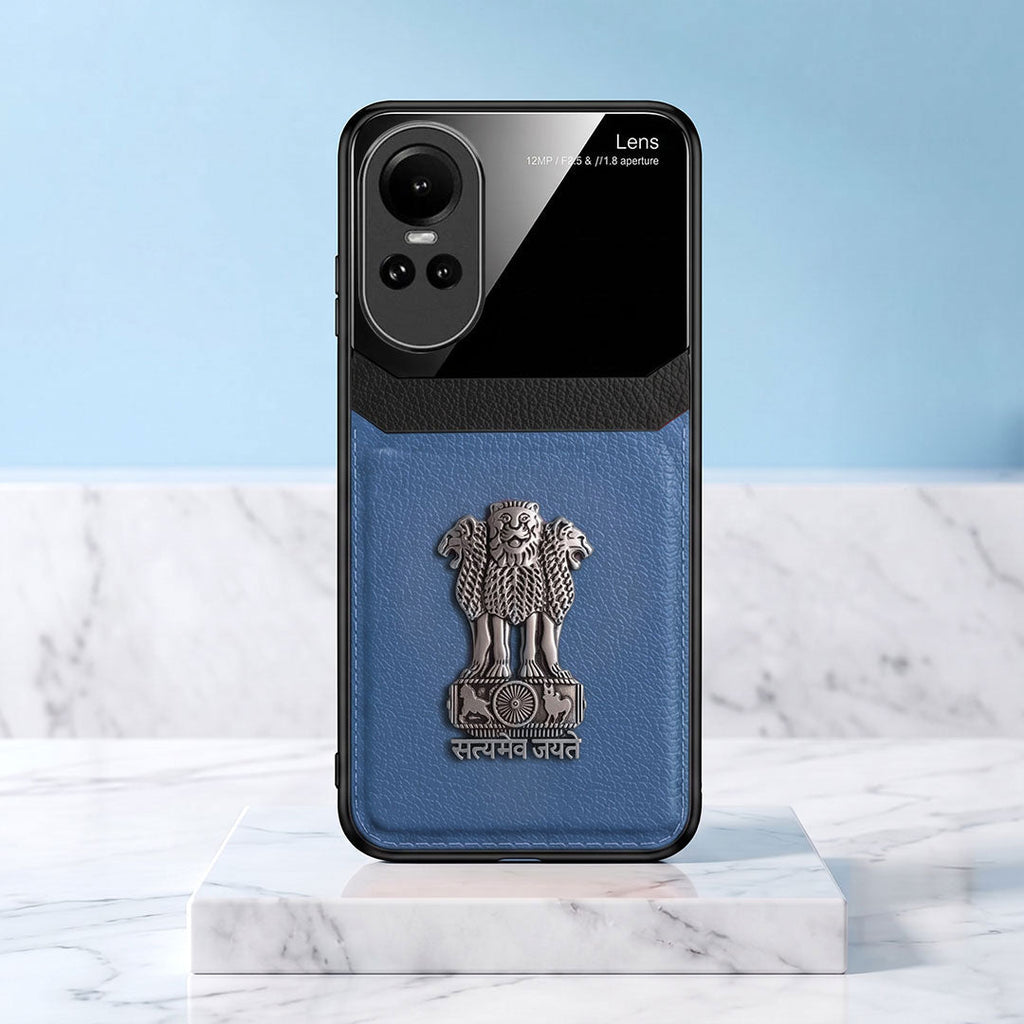 Oppo Reno 10 5G Satyamev Jayate 3D Metal Leather Back Case