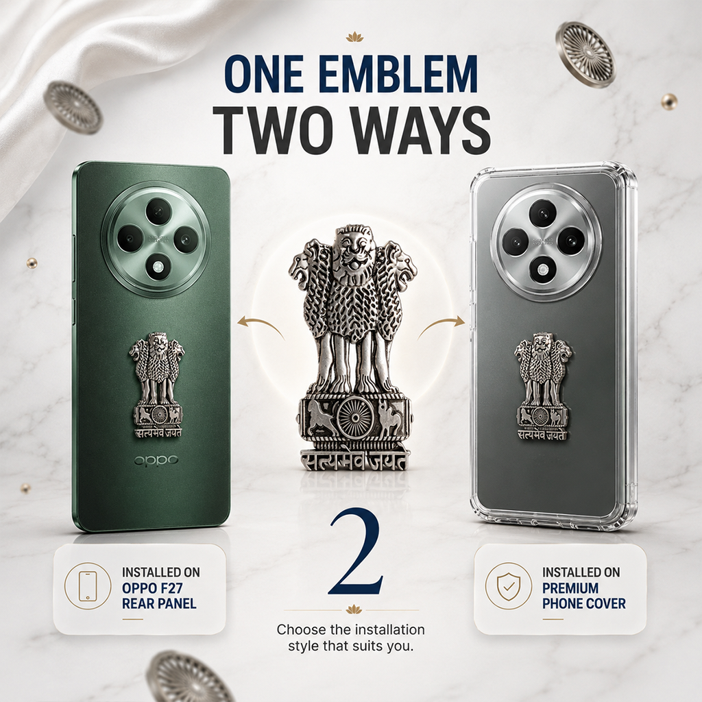 Oppo F27 5G Compatible Satyamev Jayate 3D Metal Emblem Sticker