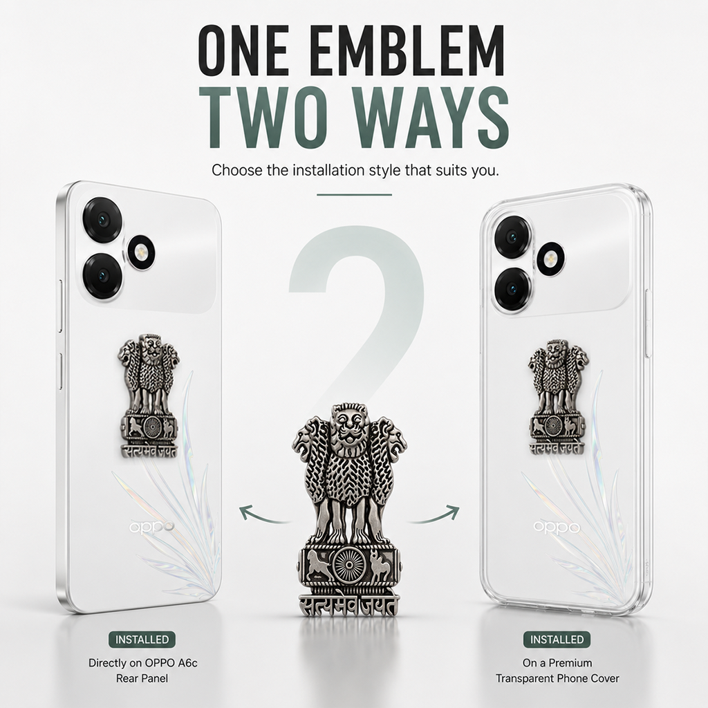 Oppo A6c 5G Compatible Satyamev Jayate 3D Metal Emblem Sticker
