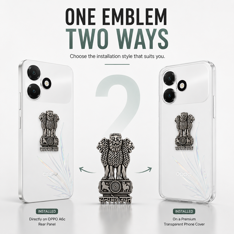 Oppo A6c 5G Compatible Satyamev Jayate 3D Metal Emblem Sticker