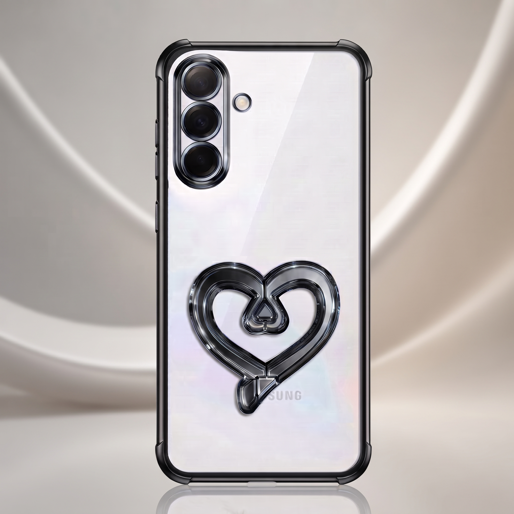 Samsung Galaxy A36 5G Premium Heart Stand Transparent Shockproof Airbag Phone Case