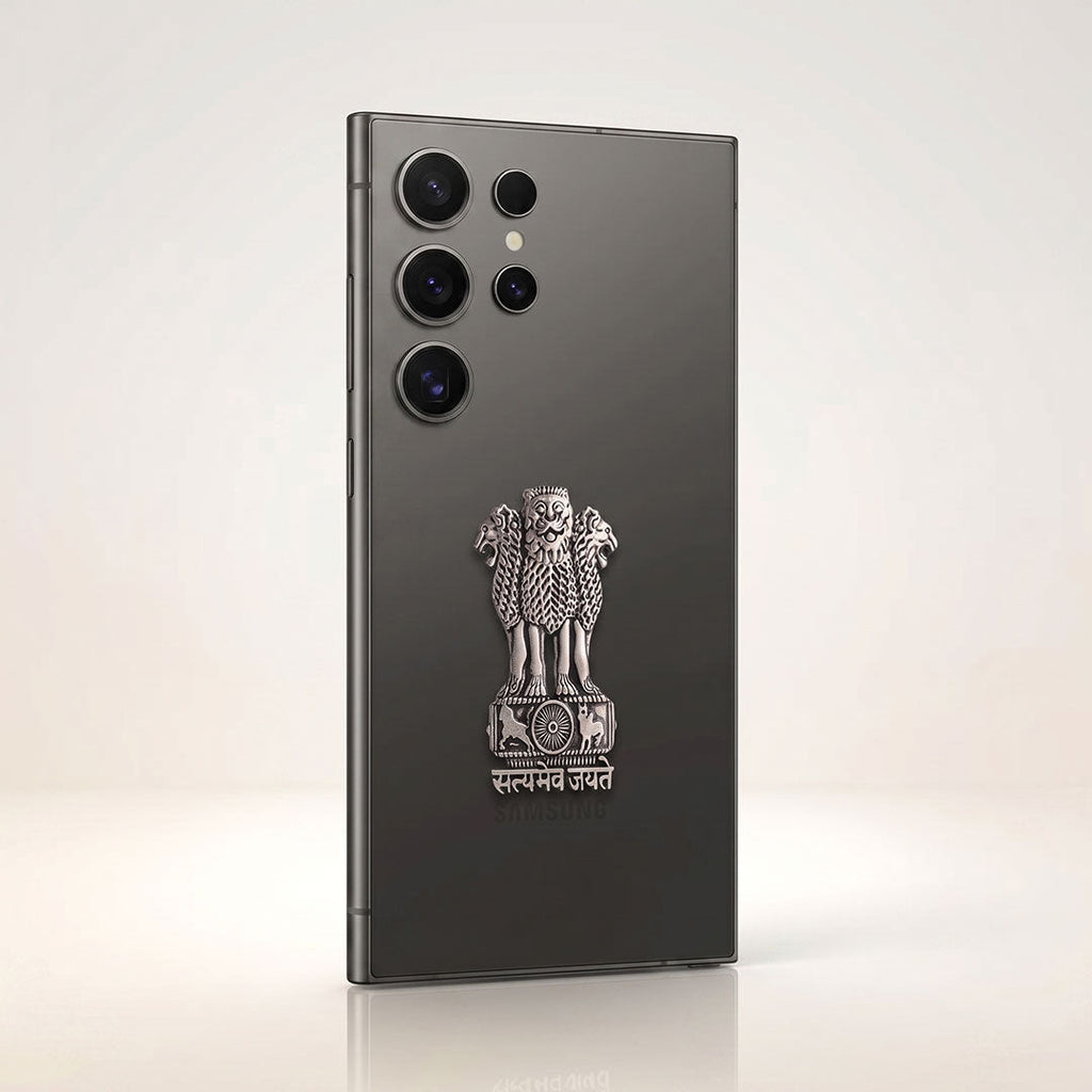 Samsung Galaxy S24 Ultra 5G Compatible Satyamev Jayate 3D Metal Emblem Sticker