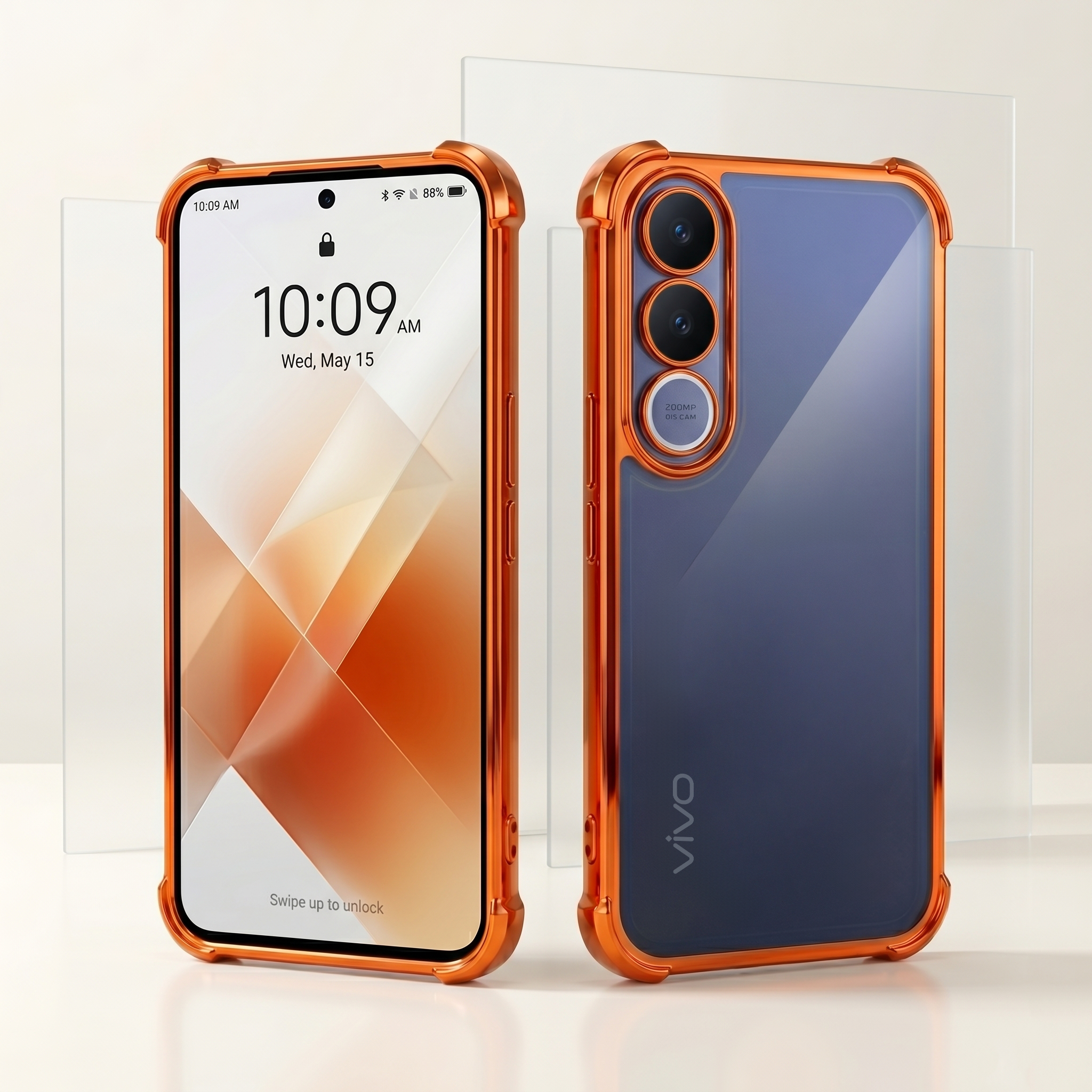 Vivo V70 FE 5G Premium Shockproof Transparent Airbag Cosmic Orange Case