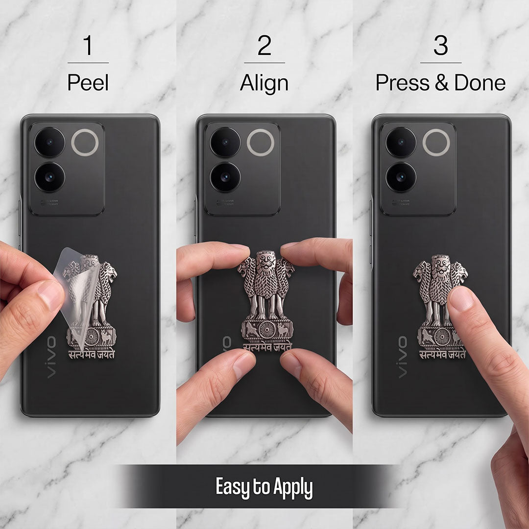 Vivo T2 Pro 5G Compatible Satyamev Jayate 3D Metal Emblem Sticker