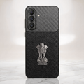 Samsung Galaxy A57 5G Satyamev Jayate Carbon Fiber Leather Hybrid Phone Case