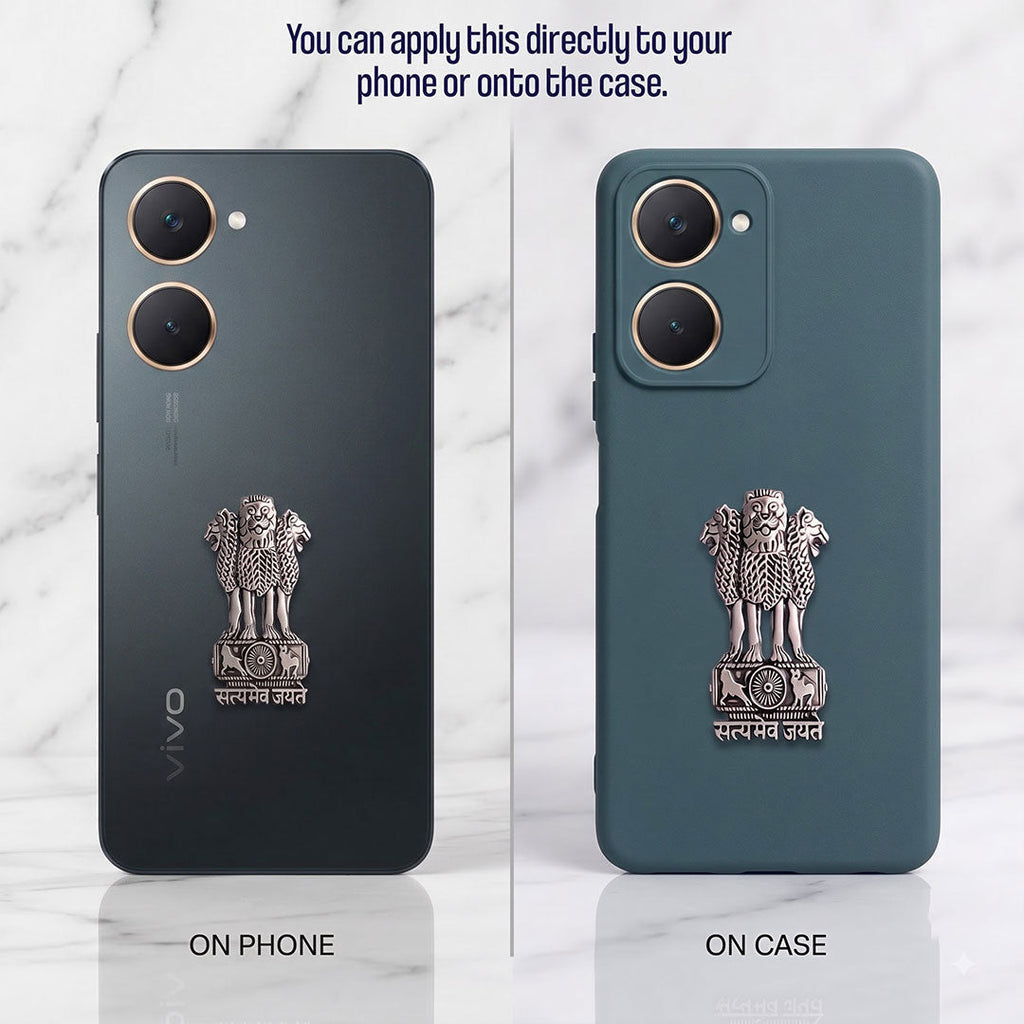 Vivo Y18e 5G Compatible Satyamev Jayate 3D Metal Emblem Sticker