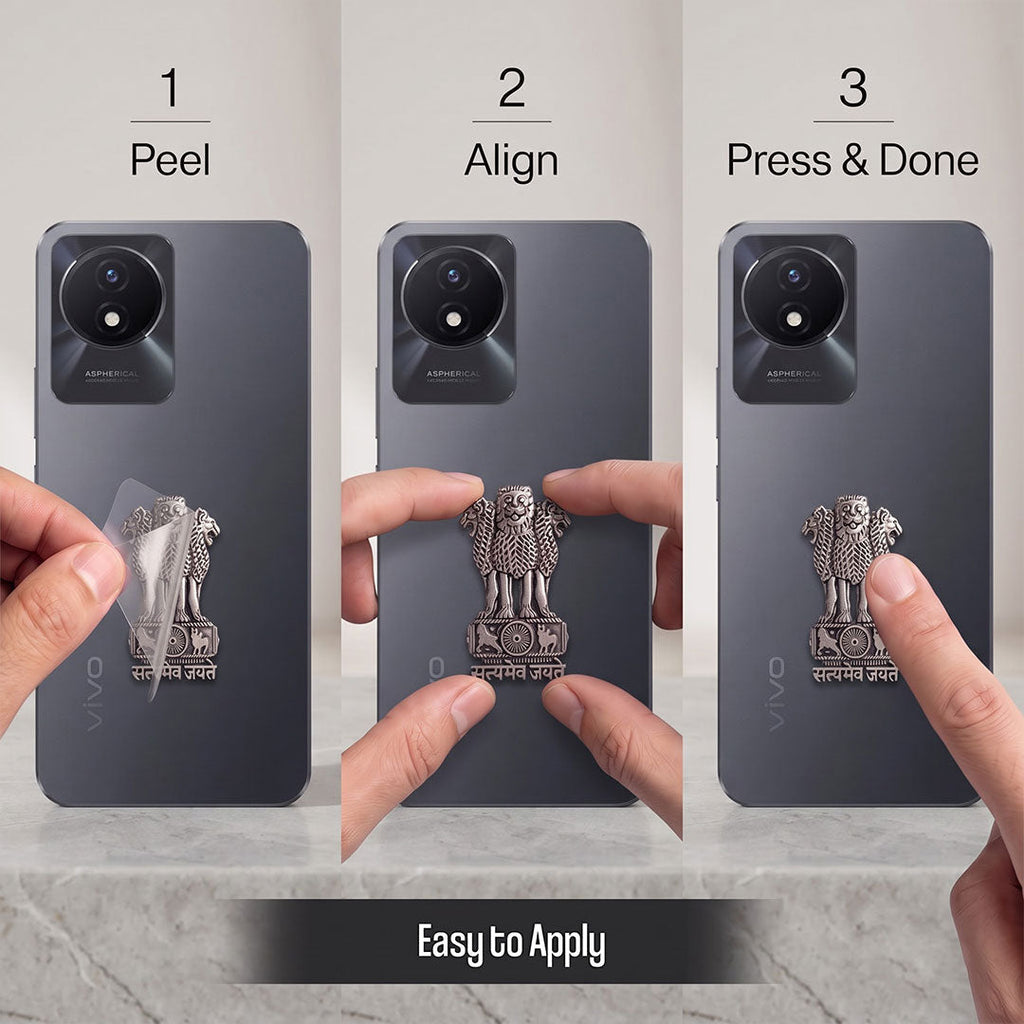 Vivo Y02t 5G Compatible Satyamev Jayate 3D Metal Emblem Sticker