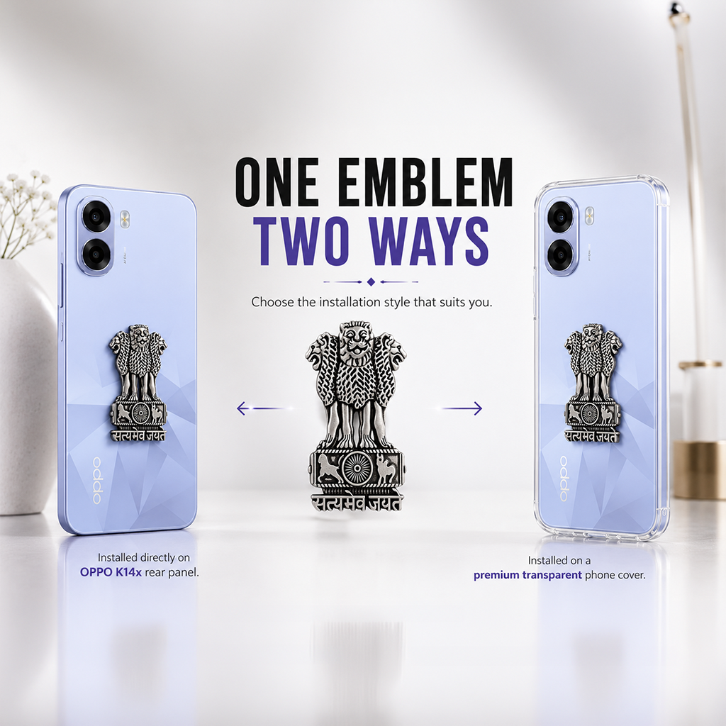 Oppo K14x 5G Compatible Satyamev Jayate 3D Metal Emblem Sticker