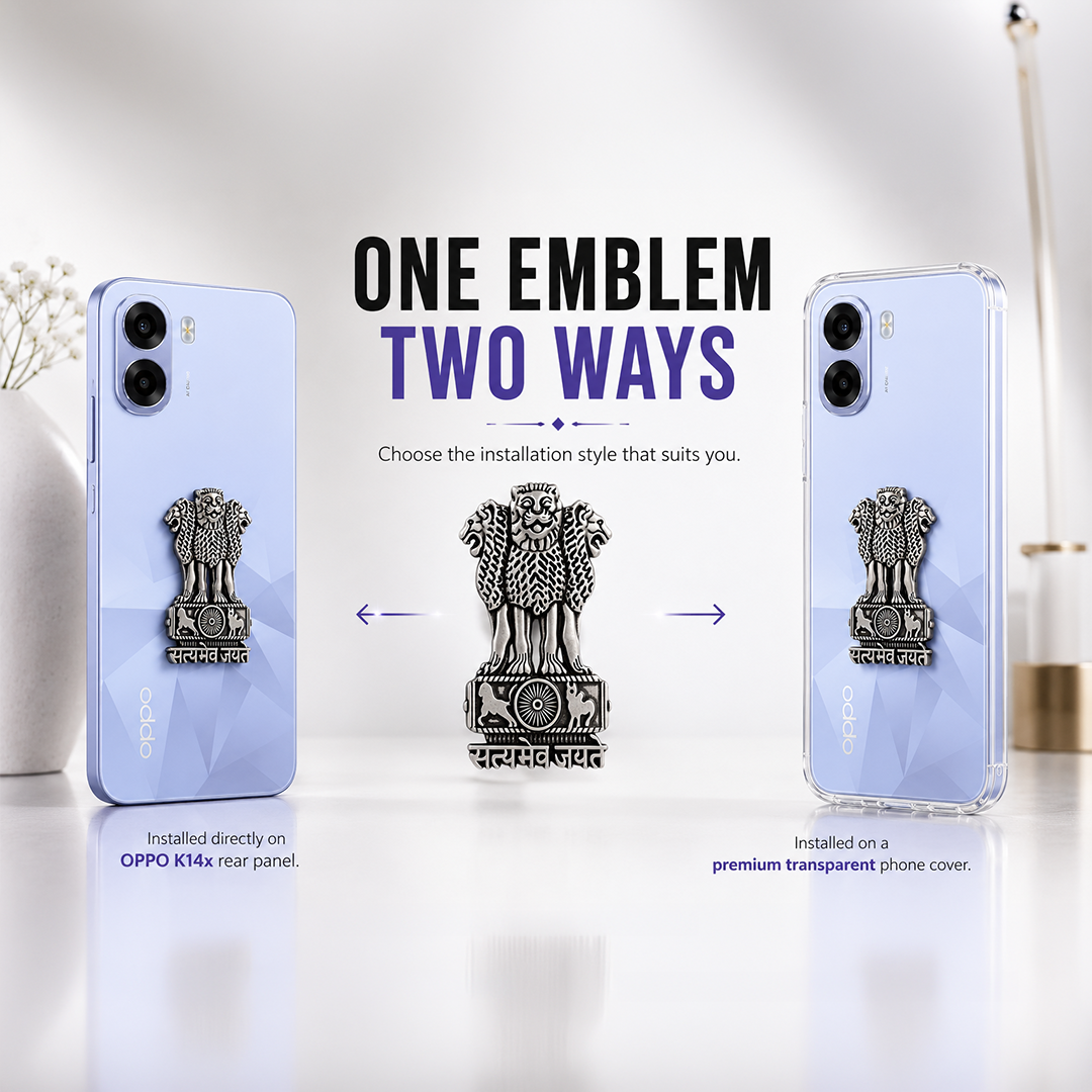 Oppo K14x 5G Compatible Satyamev Jayate 3D Metal Emblem Sticker