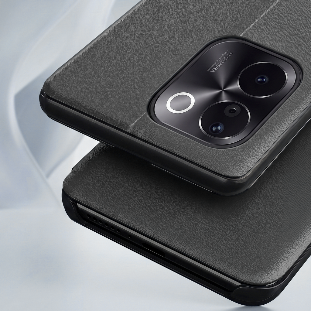 Vivo T3 Pro 5G Metal Emblem Satyamev Jayate Half Window Leather Flip Case