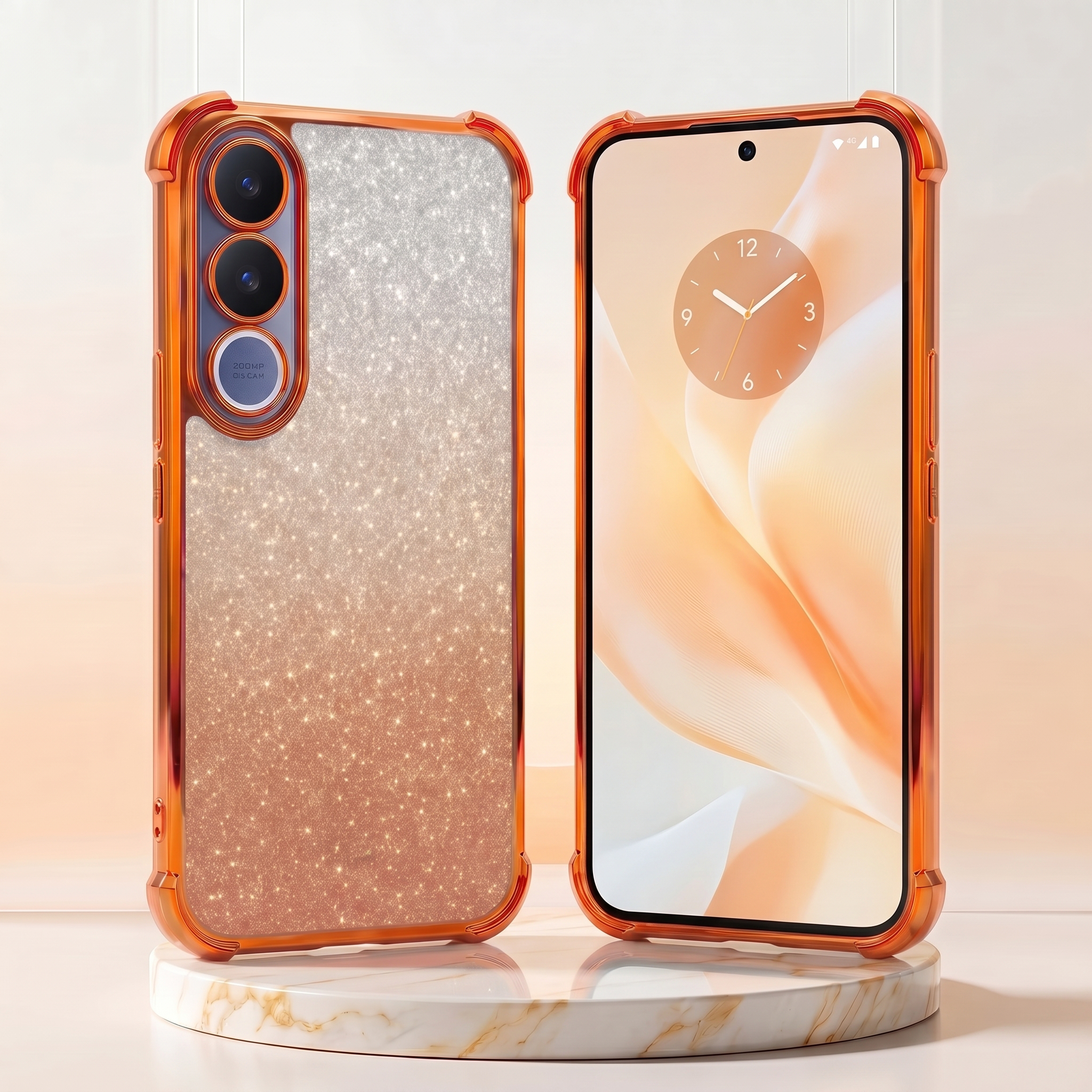 Vivo V70 FE 5G Luxury Shockproof Shimmer Airbag Cosmic Orange Case