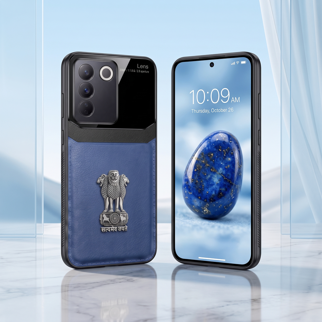 Vivo V27 5G Satyamev Jayate 3D Metal Leather Back Case