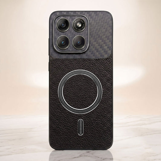 Motorola Edge 70 5G Carbon Fiber Leather Hybrid MagSafe Magnetic Case