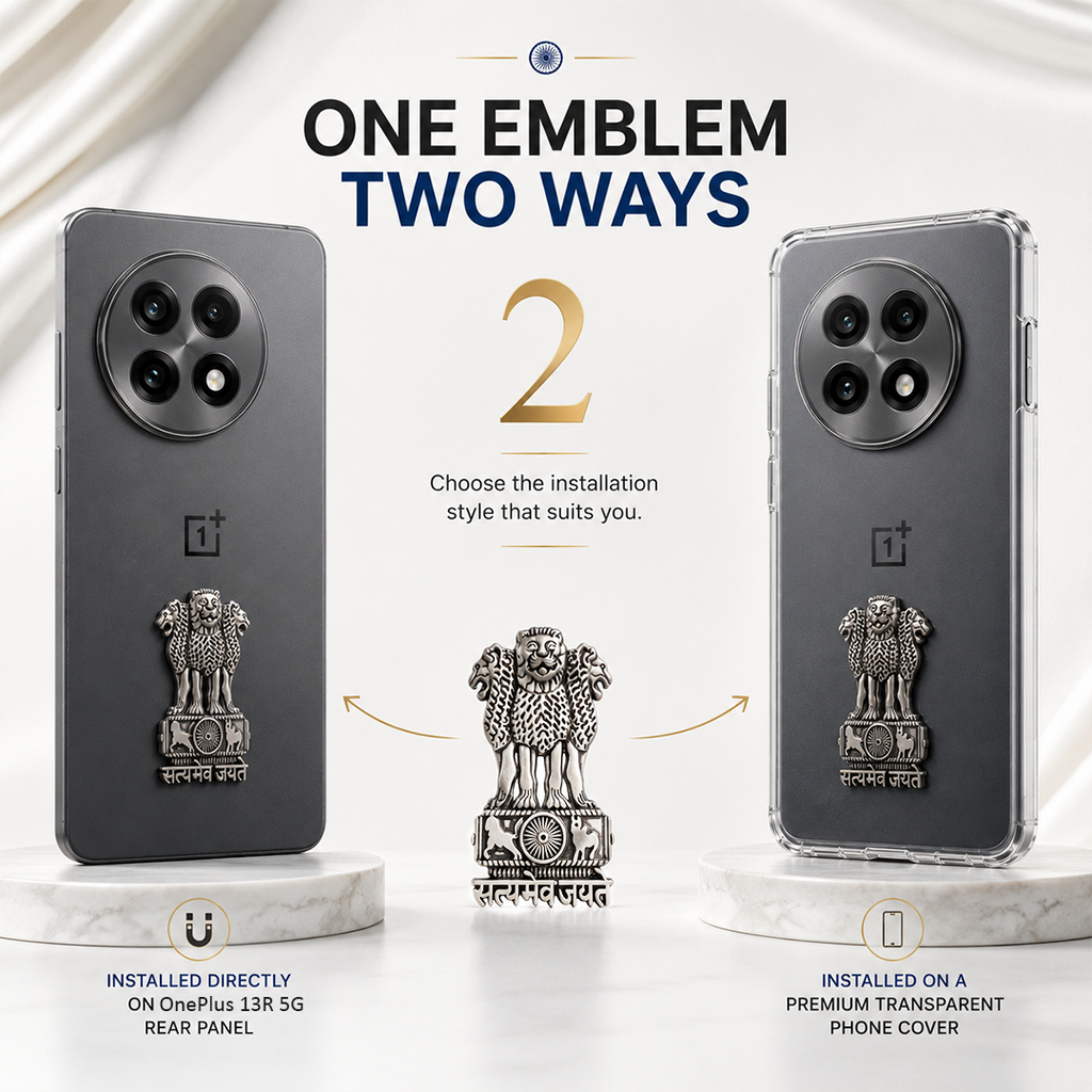OnePlus 13R 5G Compatible Satyamev Jayate 3D Metal Emblem Sticker