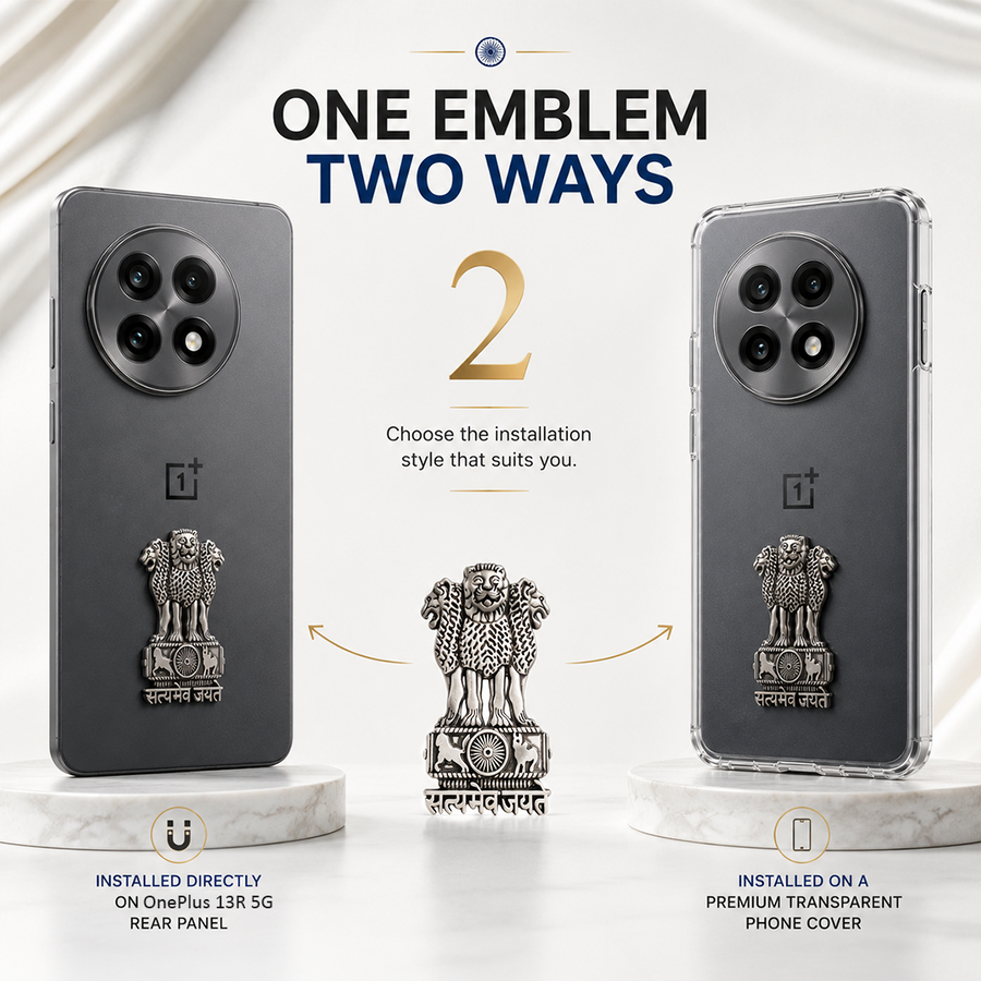 OnePlus 13R 5G Compatible Satyamev Jayate 3D Metal Emblem Sticker