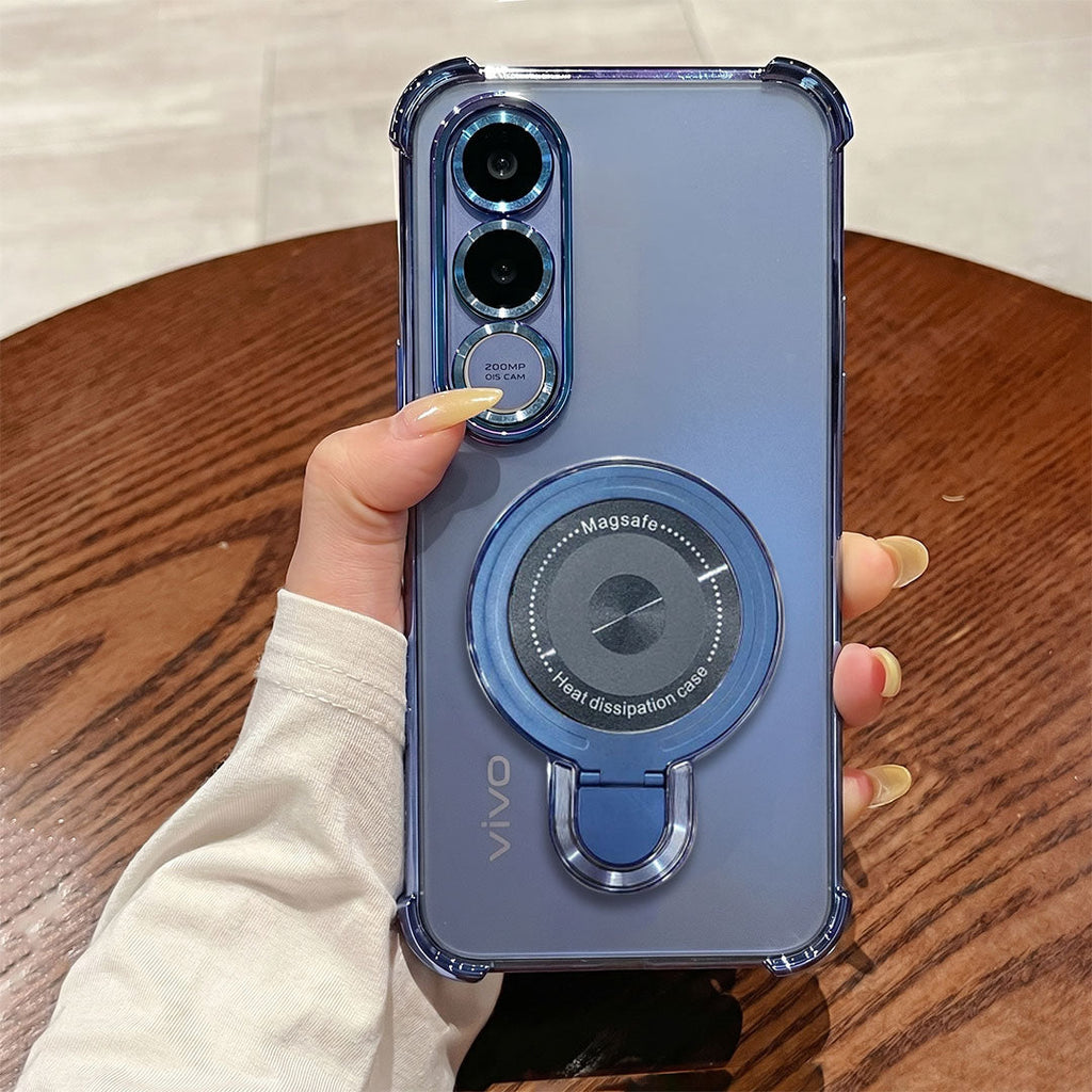 Vivo V70 FE 5G Luxury Four Corner Invincible Bracket Ring Stand Case