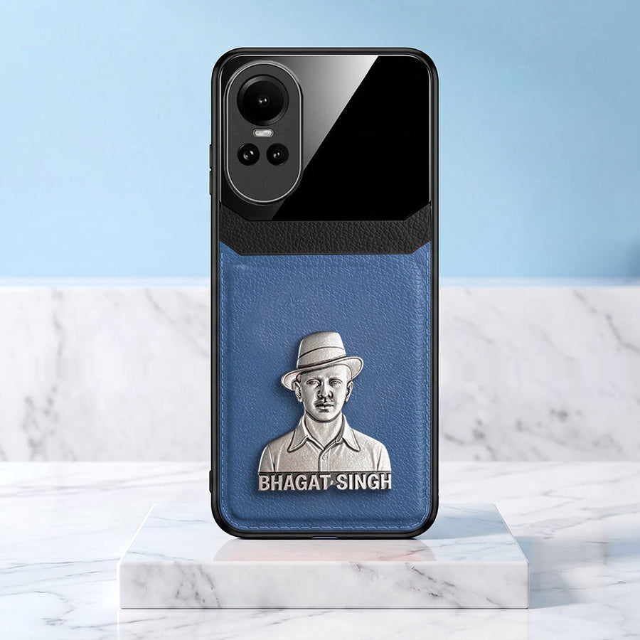 Oppo Reno 10 5G Shaheed Bhagat Singh 3D Metal Leather Back Case