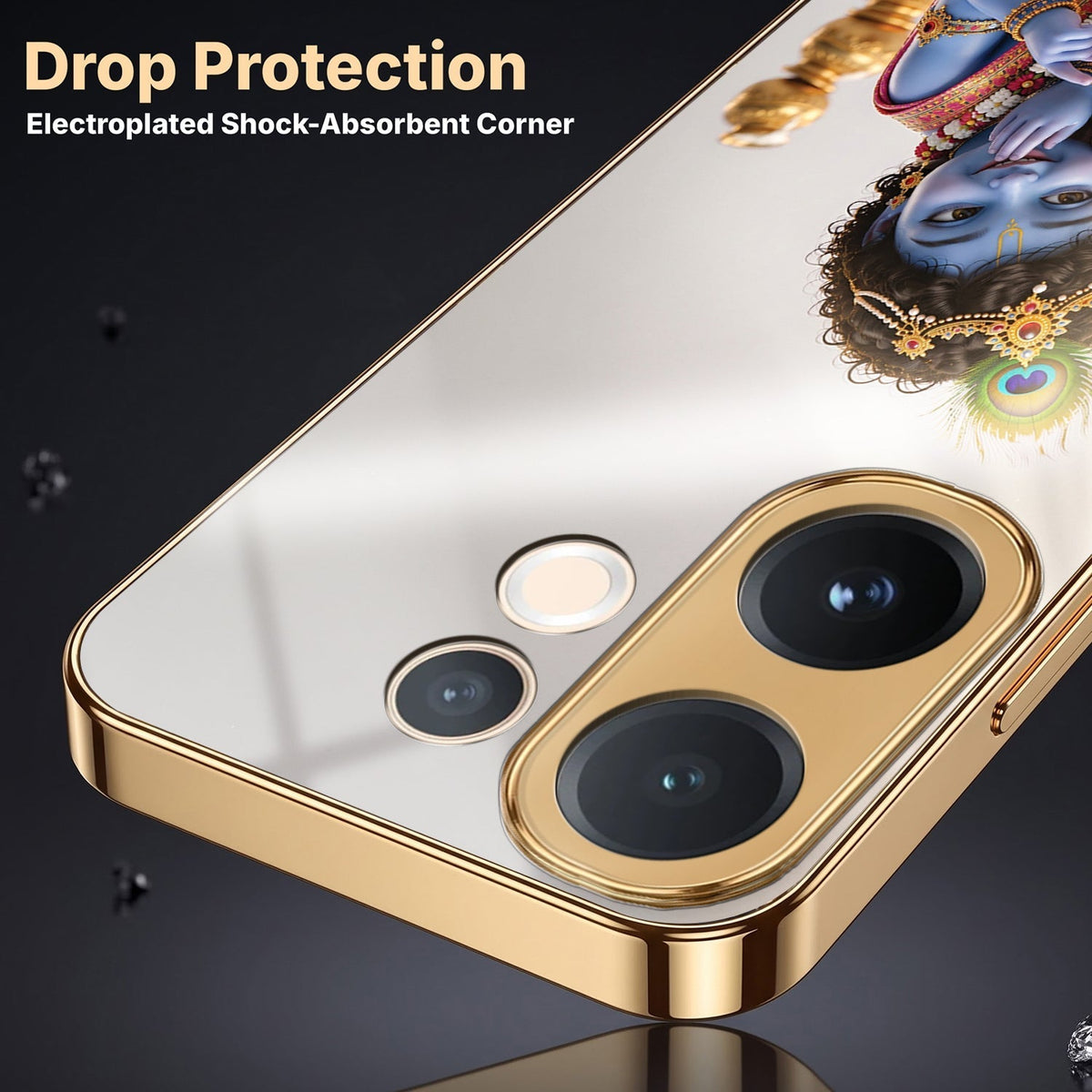 Vivo V60e 5G Bal Krishna Blessings Gold Electroplated Glass Phone Back Case
