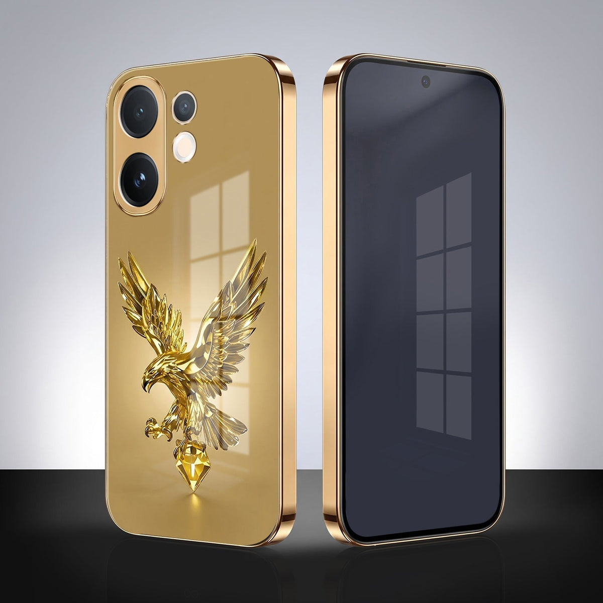 Vivo V60e 5G Golden Eagle Gold Electroplated Glass Phone Back Case