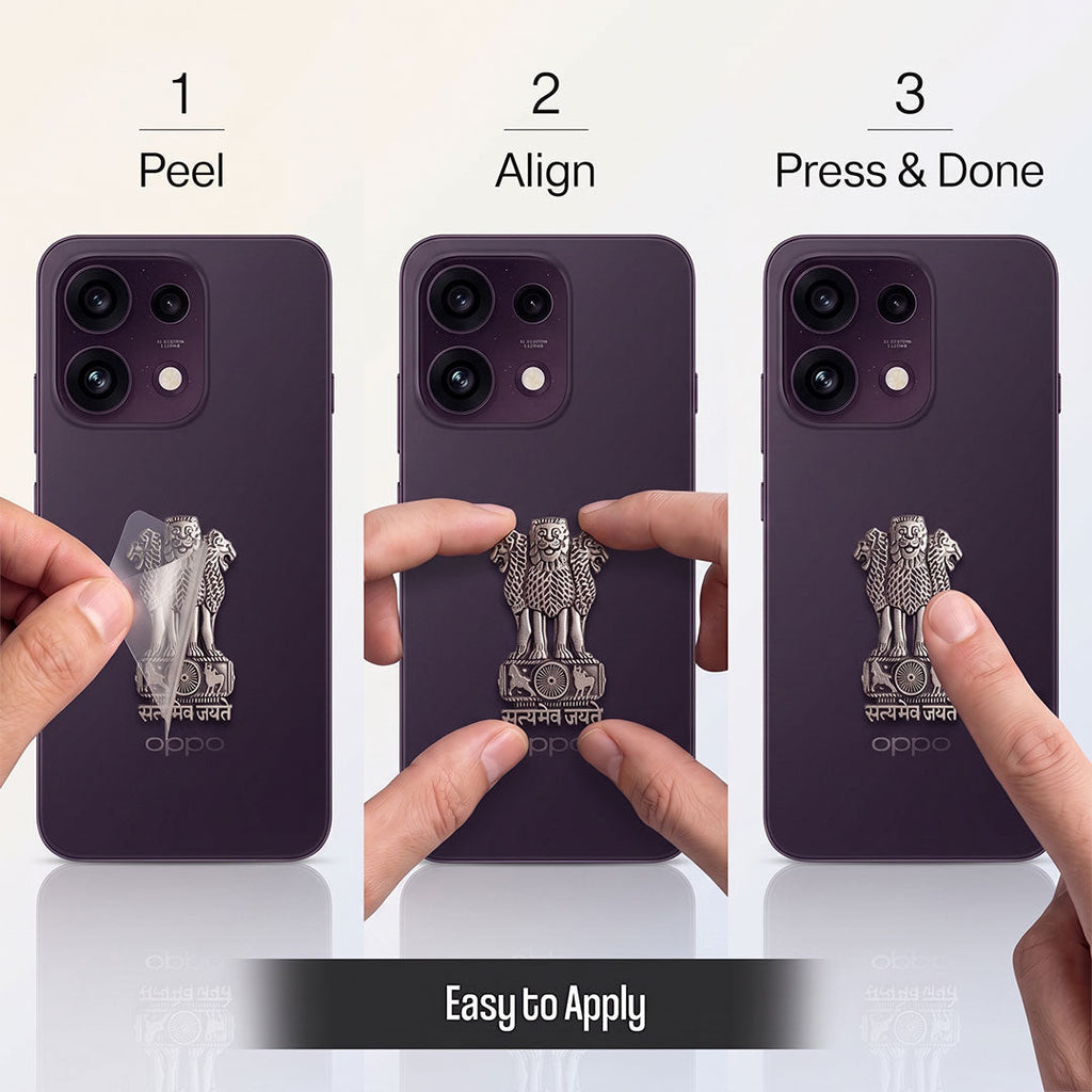 Oppo Reno 16c 5G Compatible Satyamev Jayate 3D Metal Emblem Sticker