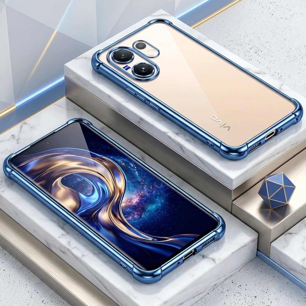 Vivo V60 5G Anti-Yellow Electroplating Transparent Airbags Case