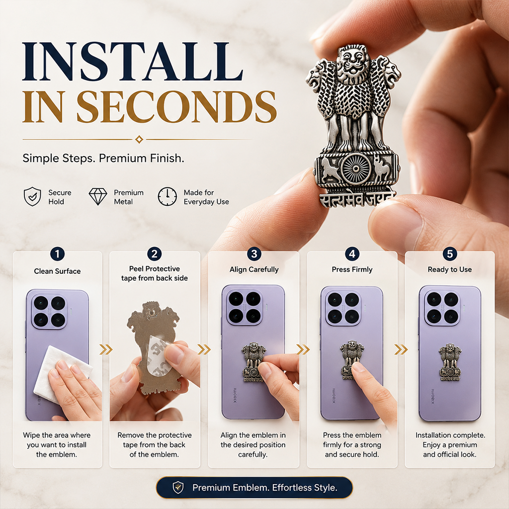 Xiaomi 17T 5G Compatible Satyamev Jayate 3D Metal Emblem Sticker
